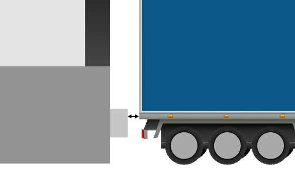 Space between dock leveler and truck