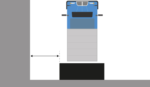 Gap between the last lorry and the side wall