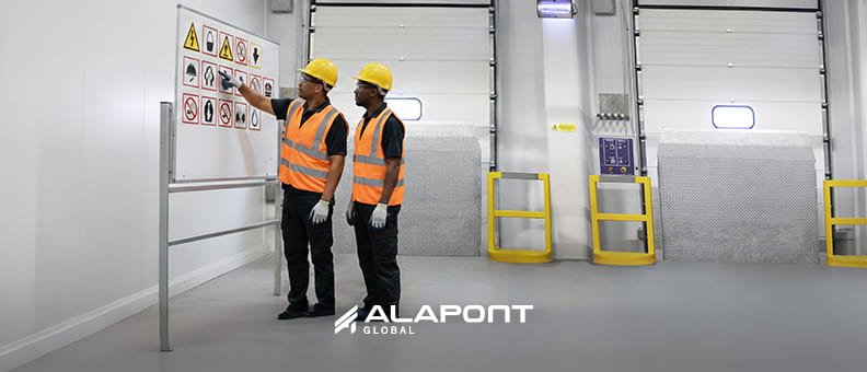Safety and prevention protocols used during loading and unloading operations in logistics and warehouse environments
