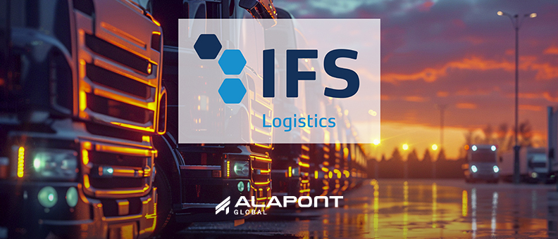 Logo IFS Logistics sur une flotte de camions, garantissant les normes de qualité de la chaîne d'approvisionnement