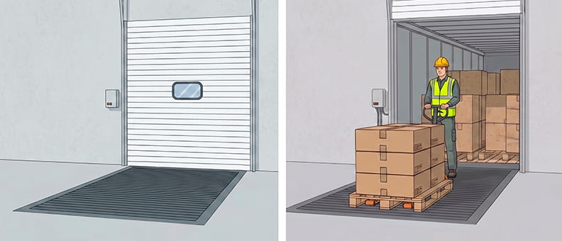 Graphique comparatif entre la capacité de charge statique et dynamique d'une rampe niveleuse industrielle